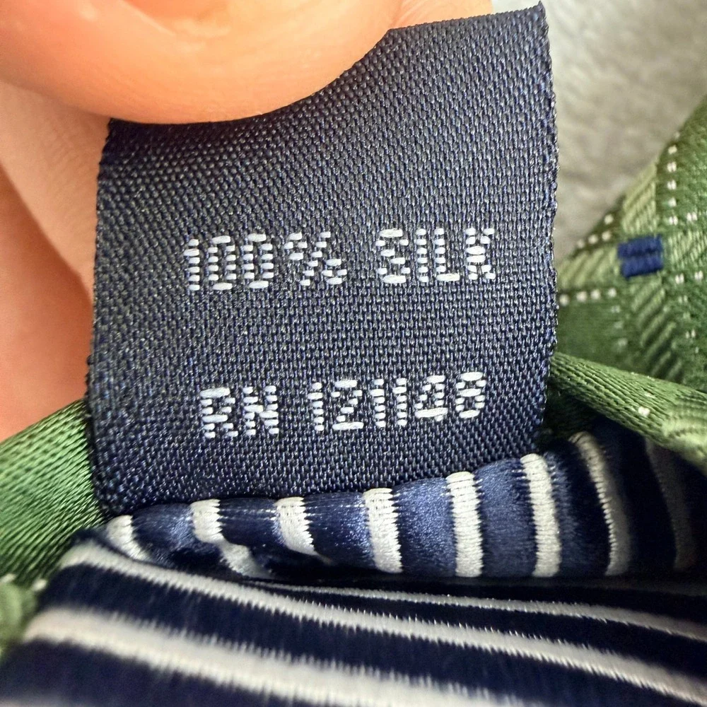Nautica Mens Green‎ Plaid Check Silk Necktie